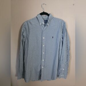 Ralph Lauren Green and White Gingham Button-Down Shirt